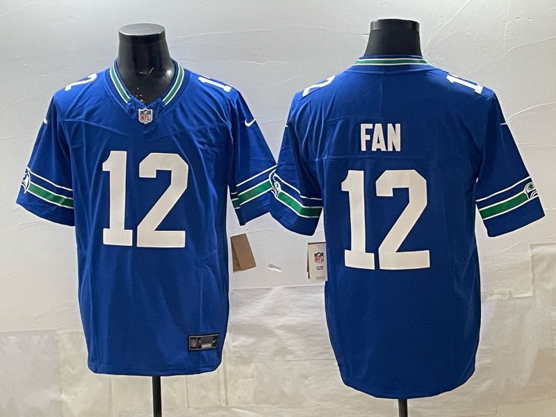 Men 2026 Seattle Seahawks #12 Fan blue Throwback Limited Nike NFL Jersey style 01